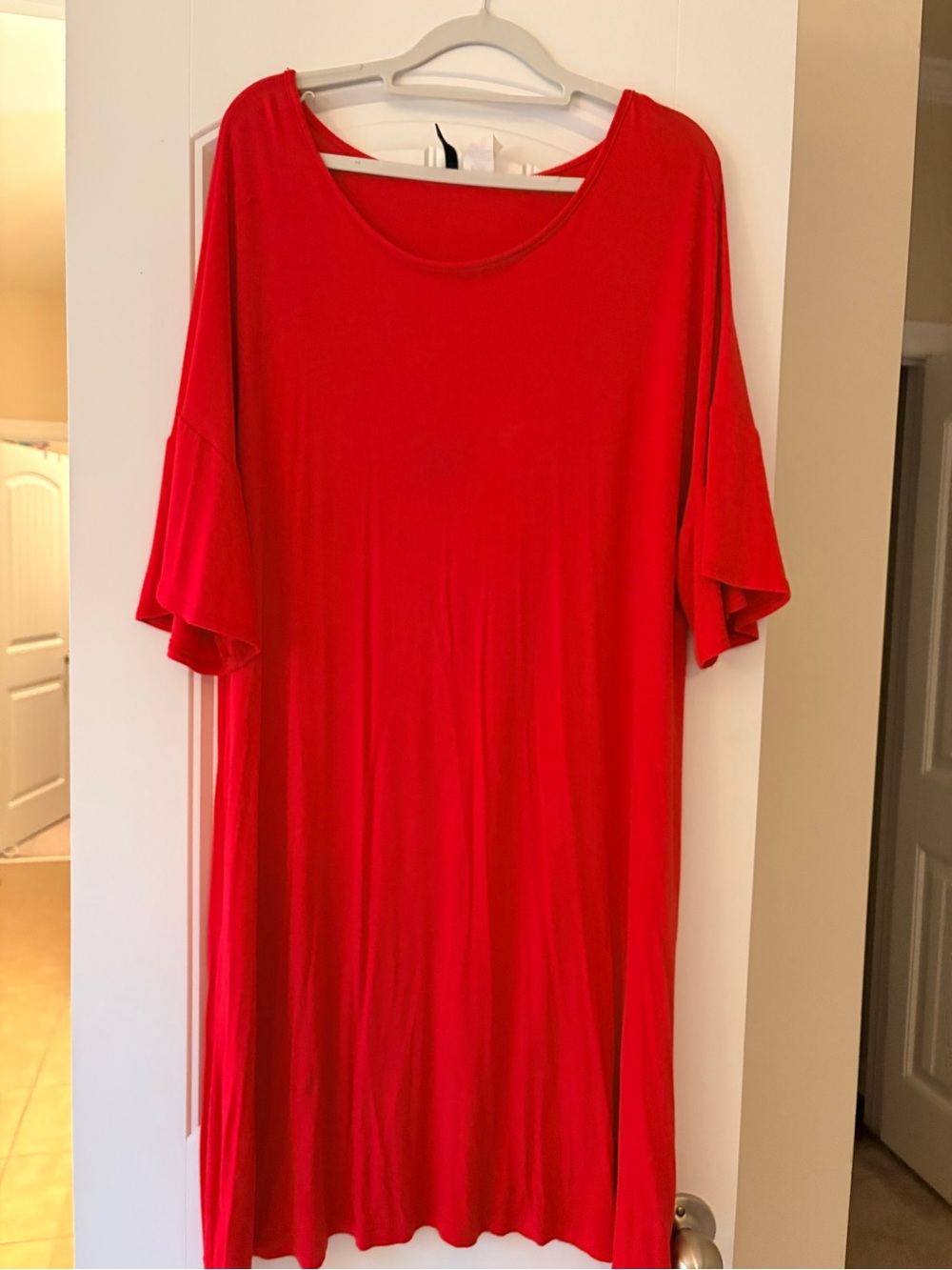 new directions Red Flutter Sleeve Tunic Dress